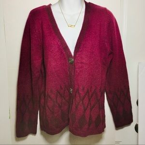 Beautiful Cardigan Sweater Silk blend fuschia SZ L